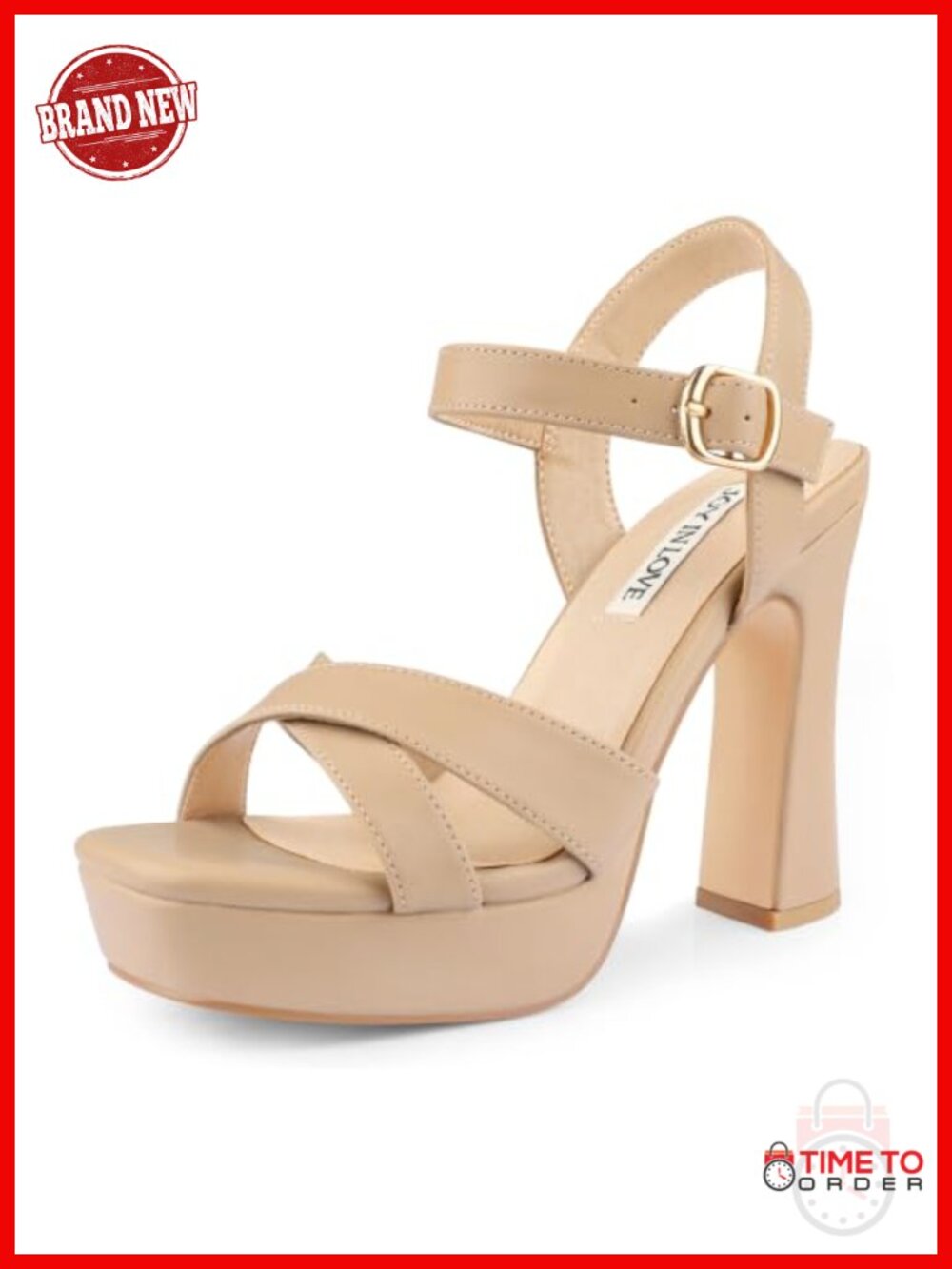 Women's Chunky Block Heel Platform Sandals Faux Leather Ankle Strap Party